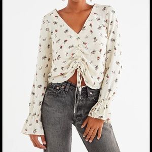 NWOT Urban Outfitters deep v cinched blouse